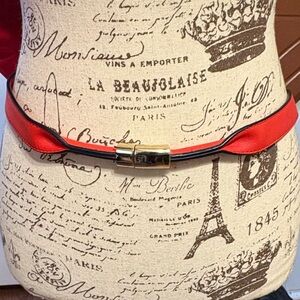 Vintage Red and Navy Blue Belt with Gold Magnetic Closure by The Limited